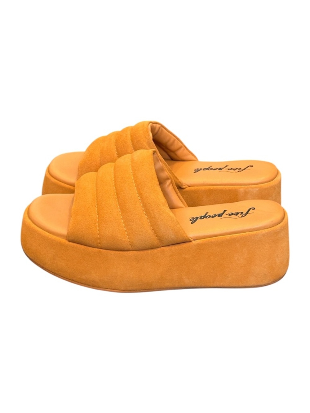 Free People Almost Paradise Suede Chunky 90s Platform Sandals Burnt Orange EU39